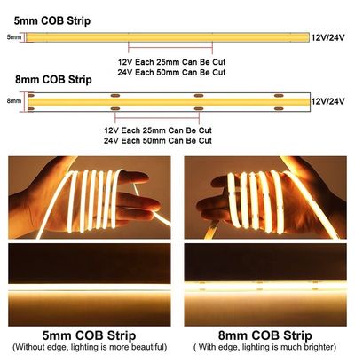 100lm/w DC 12V24V 8mm 320leds Blue Flexible COB Led Strip Light για ντουλάπι υπνοδωμάτιο φωτισμός κουζίνας διακόσμηση