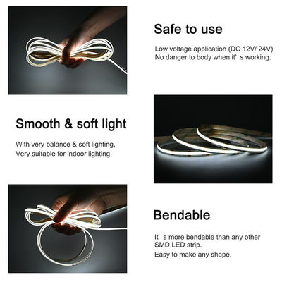 480Leds 6500K Λευκό ευέλικτο COB Led Strip Light για εσωτερική διακόσμηση σε τάση 12V/24V