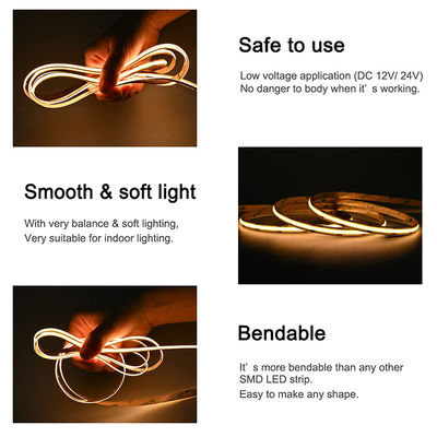 384 chips/m COB High Lumen DC12V24V Warm 3000K Led Strip Light για ντουλάπι φώτων τηλεόρασης