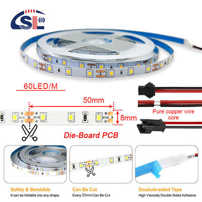 Ευέλικτο DC12V24V 8mm10mm 60leds 3000K Warm White Die-Board SMD2835 για φωτισμό ξενοδοχείων