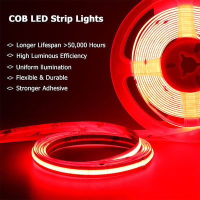 COB Led Strip Light IP20 8mm 12V24V 480leds Κόκκινο για εσωτερική και εξωτερική διακόσμηση