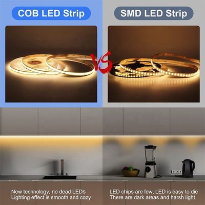 Αδιάβροχο COB Led Strip Light IP20/IP65 8mm 12V24V 320Leds 2700K Ένα εκατοστό κόψιμο 3-
