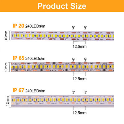 Αδιάβροχο SMD2835 LED Strip Lights 240leds 8mm 24v 12v 3000K 4000K 6500K IP67 IP65 IP20