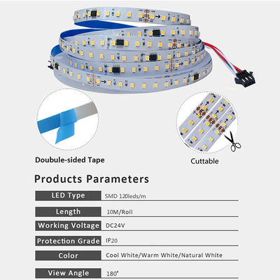 12v24v 8mm 120leds 4000K φυσικό ηλεκτροπλαστικό φως SMD2835 με φως