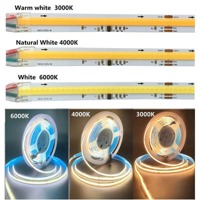 12v24v 8mm 360leds 4000K White COB SMD2835 Led Strip Light για ευέλικτες εφαρμογές