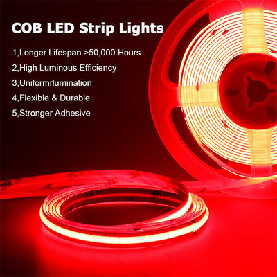 Ξενοδοχείο COB LED Strip Light 12V 24V 8mm 10mm 480 LEDs Κόκκινο για εσωτερική και εξωτερική διακόσμηση