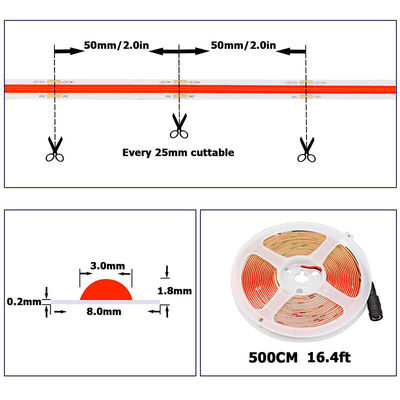 Ξενοδοχείο COB LED Strip Light 12V 24V 8mm 10mm 480 LEDs Κόκκινο για εσωτερική και εξωτερική διακόσμηση
