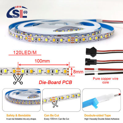 2835 CCT LED Strip 120leds Διπλή λευκή θερμοκρασία χρώματος ρυθμιζόμενη για τα προϊόντα σας