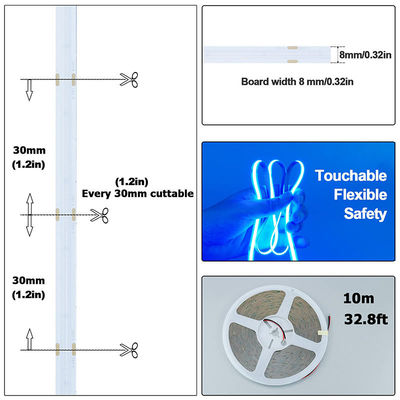 CE LVD EMC ROHS FCC REACH ERP2.0 Πιστοποιημένο Ice Blue COB Led Strip Light με πλάτος 8 mm