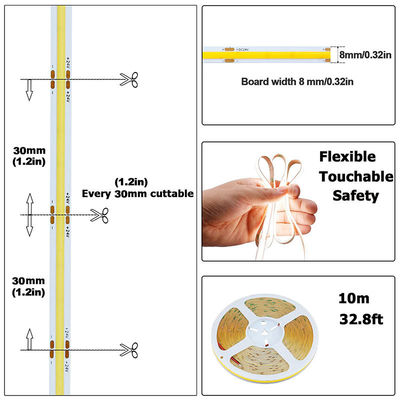 Ξενοδοχείο DC12V24V 8mm10mm 480Leds 3000K4000K6500K υψηλή φωτεινότητα ευέλικτο COB Led Strip Light για κουζίνα σαλόνι