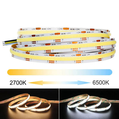Αδιάβροχη προσαρμογή DC12V24V 8mm10mm πλάτος 3000K 6500K CCT COB LED Strip Light