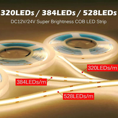 Αδιάβροχη προσαρμογή DC12V24V 8mm10mm πλάτος 3000K 6500K CCT COB LED Strip Light