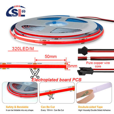 Πλαστικό υλικό COB Led Strip Light με υψηλή φωτεινότητα και θερμοκρασία λειτουργίας -20 50C
