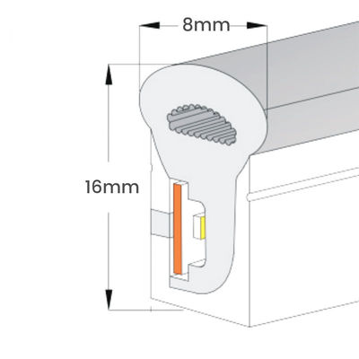 Πάνω κάμψη θερμό λευκό νεόνιο Flex DC 12V IP65 αδιάβροχο 8x16mm 120 LEDs / M πλήρες πακέτο