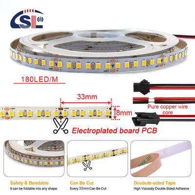 8mm πλάτος 12V 2835 SMD 180leds υψηλή φωτεινότητα 5M 10M 120LEDS προσαρμογή LED Smart Strip Light 24v