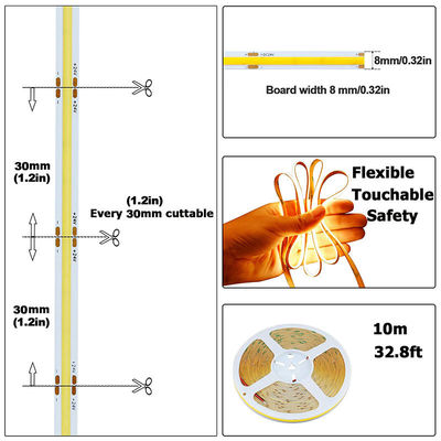 4000K COB Ευέλικτη λωρίδα LED 480Leds 8mm10mm πλάτος για το ντουλάπι φωτισμός κρεβατοκάμαρας κουζίνας