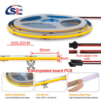 Ξενοδοχείο House COB LED Strip Light CE RoHs IP20 Ra90 8mm πλάτος 12V 24V Χρυσό Κίτρινο