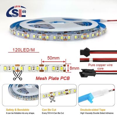 Ευέλικτο σχεδιασμό 8mm 120leds 4000K φυσικό πλέγμα πλακέτα ευέλικτο SMD2835 Led Strip Light