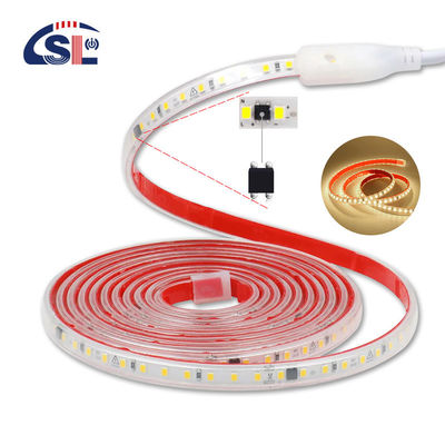 Υψηλό CRI Ra 80 110V220V 8mm 120leds 3000K θερμό λευκό ηλεκτροπλαστικό ευέλικτο SMD2835 φως λωρίδας LED