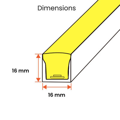 4100K 48V 16x16mm επίπεδο σχήμα κατακόρυφη κάμψη IP65 αδιάβροχο LED Neon Flex 3000K