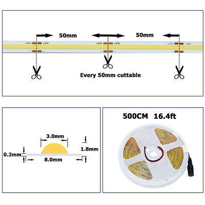 8mm10mm πλάτος DC12V24V 3000K4000K6500K ευέλικτο COB Led Strip Light με υλικό
