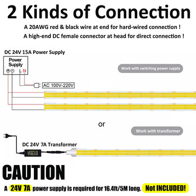 Υψηλής πυκνότητας 8mm10mm 320leds 6500K White COB Led Strip Light για εσωτερική διακόσμηση
