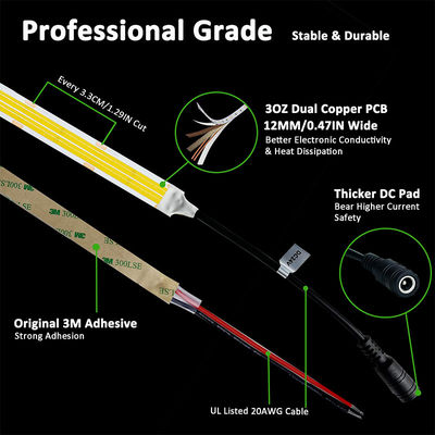 Έξυπνο φωτισμό COB Led Strip Light για προσαρμογή στο υπνοδωμάτιο ξενοδοχείου εσωτερική διακόσμηση