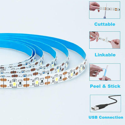 3- 120° γωνία δέσμης 5v 120leds 8mm 4000K φυσικό ένα φως ένα κόψιμο SMD2835 Led Strip Light