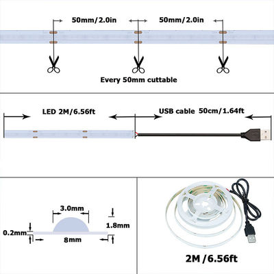 320leds 8mm Μπλε ευέλικτο COB Led Strip Φως για εσωτερική και εξωτερική διακόσμηση -20 60C