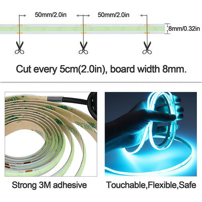 12v24v 8mm 320leds Ice-Blue ευέλικτο COB Led Strip Light για το σχεδιασμό φωτισμού και κυκλωμάτων