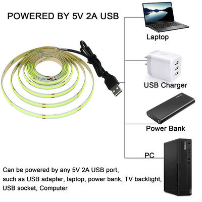 Πράσινο COB Led Strip Light 8mm 320leds 12v24v για εξωτερική και εσωτερική μακρά διάρκεια ζωής
