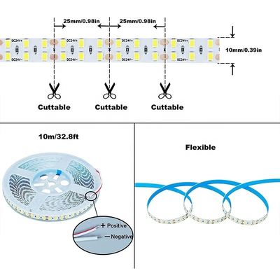8mm 240leds 6500K Λευκό ευέλικτο πίνακα κοπής SMD2835 LED Strip Light 12V24V