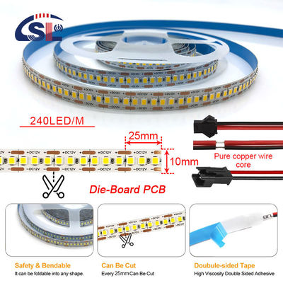 DC12V/24V 10mm 240led 2835 SMD LED Strips Κόψιμη ευέλικτη φωτεινή λωρίδα με θολωτή