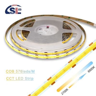 Ελαστικός ιμάντα 576 LEDs/m 12V 24V DC 2 Wire CCT COB Strip Light για έργα φωτισμού