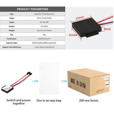 12V 24V 3A LED Mirror Touch Sensor Επικοινωνία για 1-6mm Mercury Mirror Single Three Color
