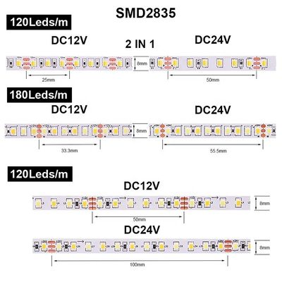240leds 8mm 12V 24V UL Listed Dual Color COB SMD2835 LED Strip Light για εμπορικό φωτισμό