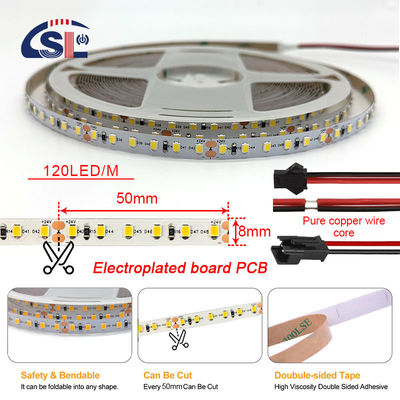 IP20 2835 SMD μονόχρωμο LED Strip Light 120 Led 12V 24V 8W χαμηλής τάσης 3M για καθρέφτη