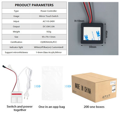 Προσαρμοσμένο μπάνιο έξυπνο καθρέφτη LED dimmer αισθητήρα αφής διακόπτης 12V 60W ένα κουμπί