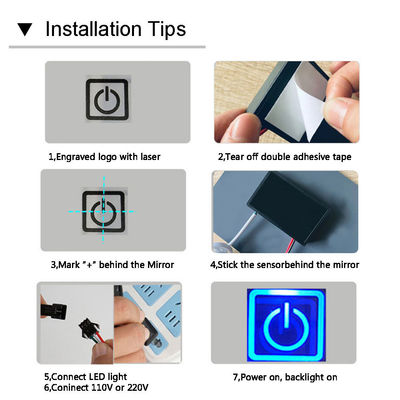 Προσαρμοσμένο μπάνιο έξυπνο καθρέφτη LED dimmer αισθητήρα αφής διακόπτης 12V 60W ένα κουμπί