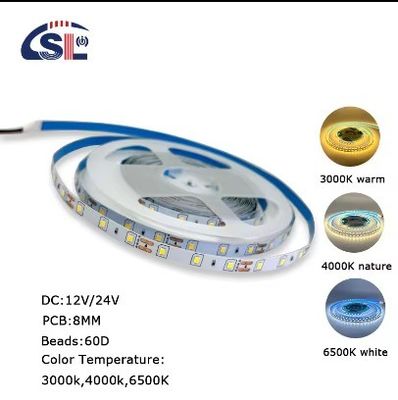 DC12V SMD2835 60D 8mm 1100-1200LM 12000K Ra70 Πίνακας κοπής με έλαση LED Φωτεινές ταινίες για έξυπνους καθρέφτες