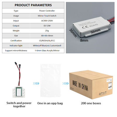 110V 240VAC LED Strip Light Controller Touch Button Wall Switch για έξυπνο καθρέφτη