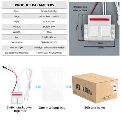 12V LED πηγή φωτός ολοκληρωμένο αντανακλαστήρα μπάνιου διακόπτης 1N1NC συνδυασμός 1A μέγιστο ρεύμα