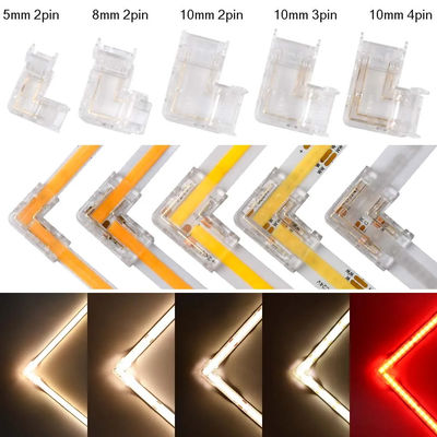 90 μοίρες L σχήμα Κρυστάλλινη δέσμη για COB LED Strip Connector Seamless 2/3pin 5/8/10mm
