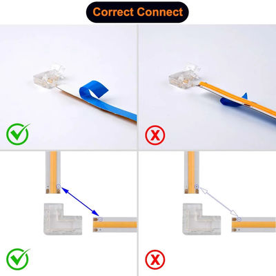 90 μοίρες L σχήμα Κρυστάλλινη δέσμη για COB LED Strip Connector Seamless 2/3pin 5/8/10mm