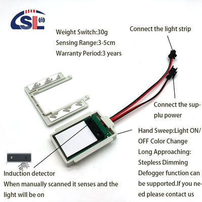 DC12V έξυπνο χειροκίνητο LED φως ένα/τρία χρώματα καθρέφτης χειροκίνητη σάρωση ελέγχου θολού μη αφής αισθητήρα
