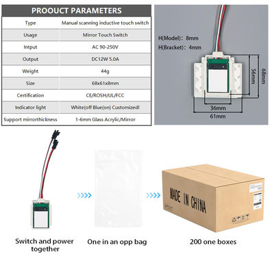 DC12V έξυπνο χειροκίνητο LED φως ένα/τρία χρώματα καθρέφτης χειροκίνητη σάρωση ελέγχου θολού μη αφής αισθητήρα