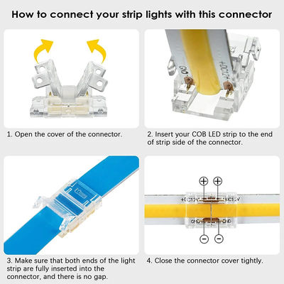 Απεριόριστη μέτρηση πυκνότητας LED COB LED συνδετήρες από ταινία σε σύρμα για σύνδεση 5 8 10 mm