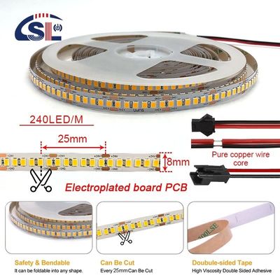 3 DC12V SMD2835 ηλεκτροπλακέτα PCB 240Ds 8mm Ra 80 2700K LED Light Strip για κατοικίες