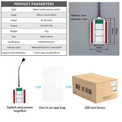 Προσαρμόσιμη 12V/24V 5A 60W/120W Rader PIR αισθητήρας κίνησης Διακόπτης φωτός LED Πηγή φωτός 1NO/1NC Συνδυασμός διακόπτη μπάνιο