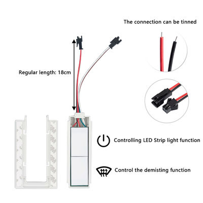 Διπλό κλειδί Dimmer Defogger Touch Switch Sensor Για φωτισμένο καθρέφτη μπάνιου 12v 5A 60W Τρία χρώματα LED Smart